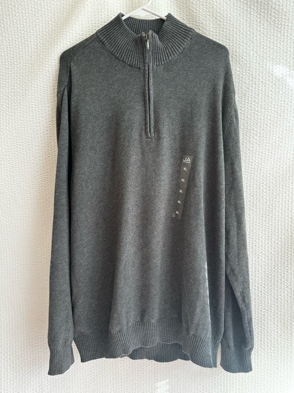 JA Ashford Men’s Gray Quarter-Zip Sweater Size: XL NWT